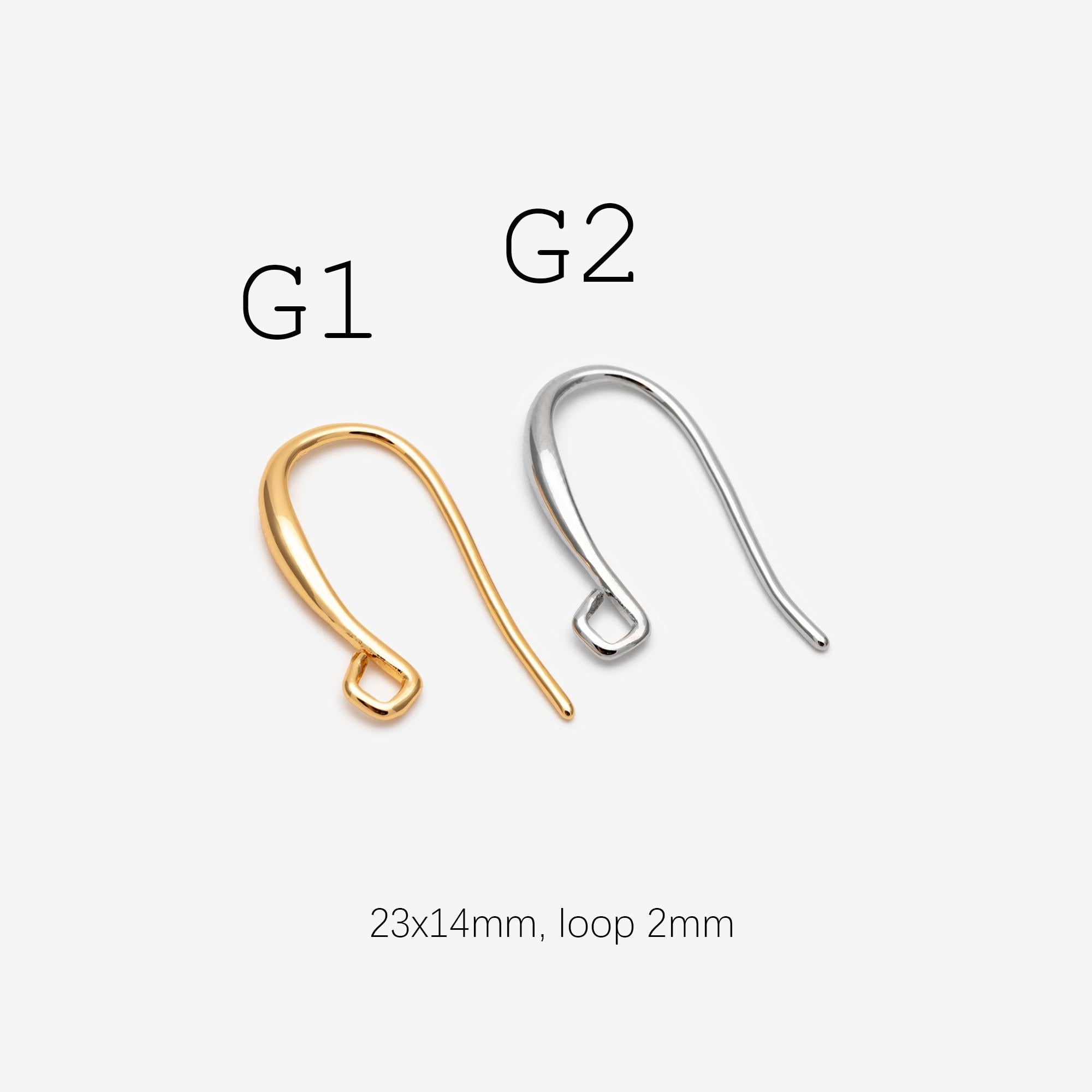 10pcs Gold/ Rhodium plated Brass Shell Earring Hook with Loop, Simple Earwires Earring Components (GB-2968)